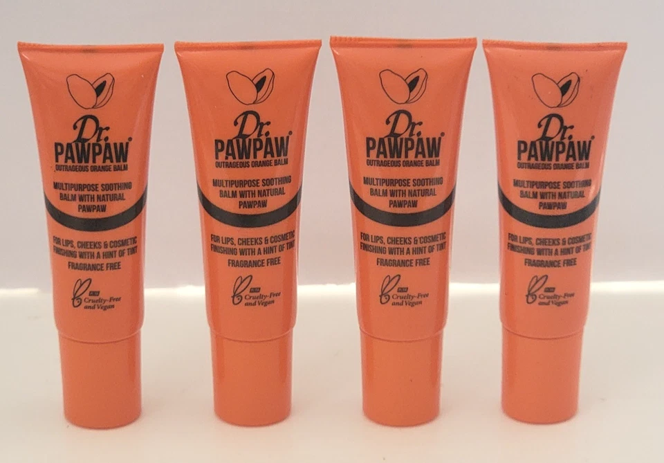 Paquete de 4 BÁLSAMO NARANJA ESCANDALOSO PAW PAW PARA LABIOS Y MEJILLAS 0,33 FL OZ FRAGANCIA - GRATIS Foto 1 de 2