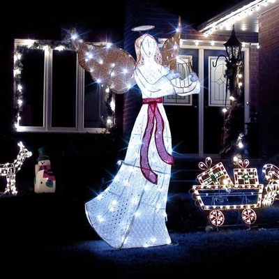 5' Lighted Angel with Harp LED Lights Halo Zip Ties & Ground Stakes Christmas - Image 1 of 4
