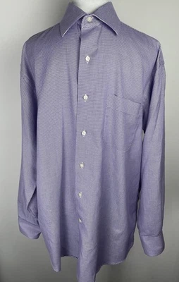 Tommy Bahama Dress Shirt Mens 16  32-33 Purple Houndstooth Pattern Long Sleeve - Image 1 of 4