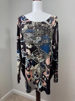Top Emilio Pucci Seda Adornado Dolman Manga Italiana Glamour EE. UU. 12 IT 46 Foto 1 de 4