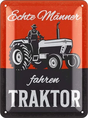 LANOLU Retro Blechschild TRAKTOR, lustiges Werkstatt-Schild für Männer, 15x20cm