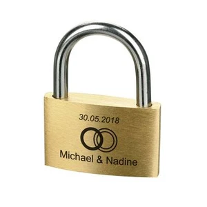 Lucchetto Dell'Amore Oro Incl. Incisione Motivo Intrecciati Anelli - Bild 1 von 3