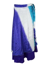 Royal Blue and White Printed Double Sided Reversible Christmas Gift Gypsy Skirt