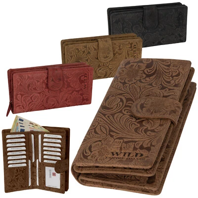 EAAKIE RFID Damen Geldbörse Portemonnaie Geldbeutel Damenbörse Wildleder Leder XXL