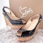 Christian Louboutin Wedge Sandals studs Leather Black Women size EU36/US6