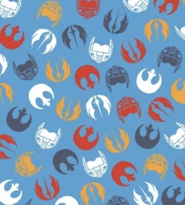 Star Wars Helmets & Sheilds Fabric 1 yd•BTY! 100% Cotton•Lt. Blue•Fast Ship! - Picture 1 of 2
