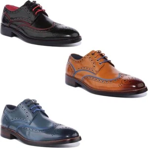 JUSTINREESS ENGLAND Simon Mens Lace Up Leather Brogues In Brown UK Size 6 - 13 - Picture 1 of 19
