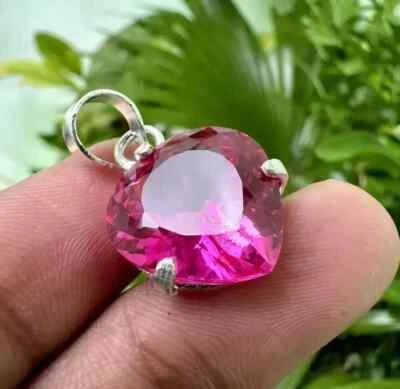25 Ct A++ Natural Pink Sapphire Pear Cut 925 Solid Silver Pendant Gemstone - Image 1 of 4