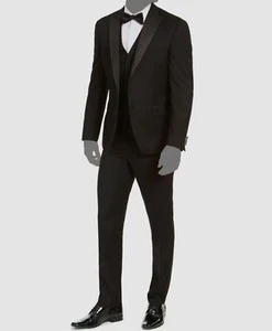 $497 Alfani Men's Black Solid Slim-Fit Jacket Pants 2 Piece Tuxedo Suit Size 40S - Picture 1 of 6