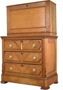 Antique American Farmhouse Oak Drop Front Bureau Butler's Secretary Desk - Picture 1 of 15