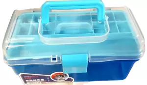 Plastic Toolbox Tool Box 20 x 11 x 11cm Blue Double Layer Storage Box #2680 - Picture 1 of 4