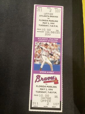 1994 Atlanta Braves v Florida Marlins Ticket Stub Deion Sanders Gary Sheffield  - Image 1 of 4