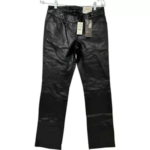 Express Leder Stylist Hose Damengröße 2 schwarz leicht ausgestellt niedriger Bund neu mit Etikett Y2K - Bild 1 von 19