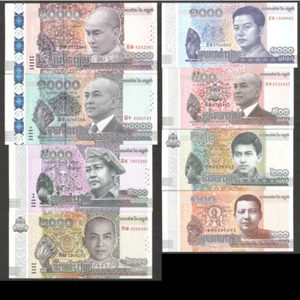 Set 8 Pcs Cambodia 100 200 500 1000 2000 5000 10K 20K Riels P65-70 2014-2022 UNC - Picture 1 of 6
