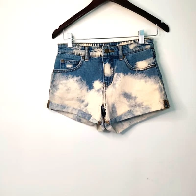 BILLABONG Shorts Women 25 Cuffed Acid Wash Distressed Hippie Jhanties Y2K Retro - Image 1 of 4