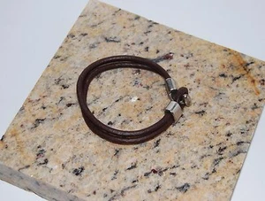 BRACELET CUIR ET MÉTAL ARGENTÉ UNISEXE . - Bild 1 von 6