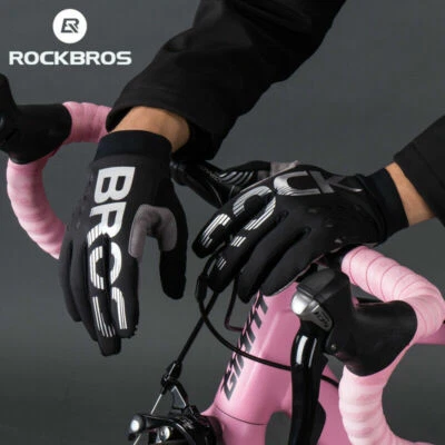 ROCKBROS Winter Full Finger Cycling Sporting SBR Touchscreen Warm Gloves Black - Image 1 of 4