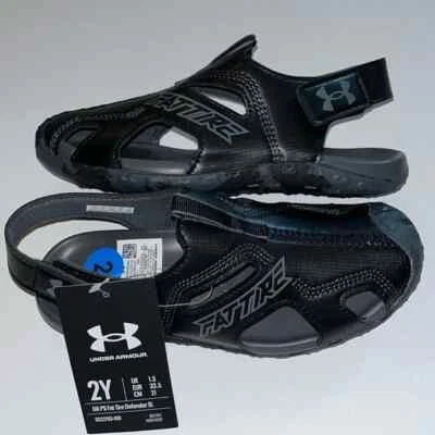 Under Armour UA Fat Tire Defender boys kids shoes 2Y black sandal  NWT - Image 1 of 4