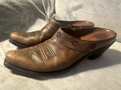 ARIAT 13329 Desert Star Women's Brown Leather Western Slip On Mule Shoes Size 8B - Image 1 of 4