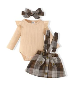 Infant Baby Girl Winter Dress Set Romper Overalls Suspender Skirt Outfit - Picture 1 of 6