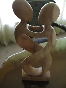 Romantic Wood Sculpture, "Heart to Heart" — Novica Indonesia - Picture 1 of 2