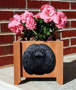 Pekingese Planter Flower Pot Black - Picture 1 of 1