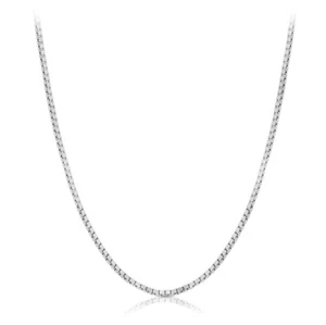 10k White Gold Classic Box Chain Necklace 0.45mm Width 16"-20" Inch Length - Picture 1 of 6