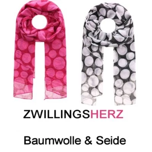 ZWILLINGSHERZ ♥♥ feiner Schal Tuch PUNKTE PUR 80% Baumwolle & 20% Seide NEU - Bild 1 von 3