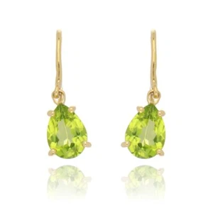 9ct Yellow Gold 1.46ct Peridot Drop Hook Earrings - Picture 1 of 1