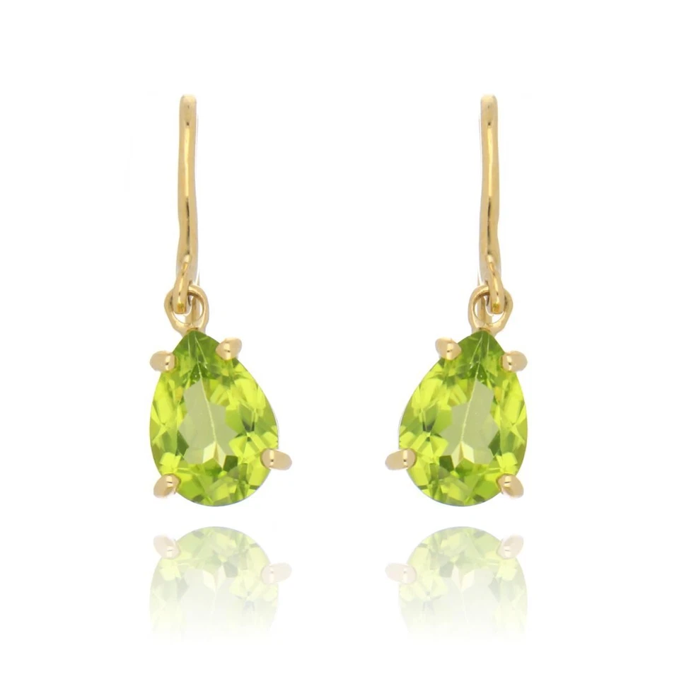 9ct Yellow Gold 1.46ct Peridot Drop Hook Earrings - Image 1 of 1