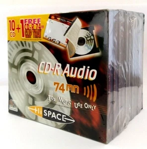 HISPACE CD-R74 PAQUETE DE 10/Diseño Retro Audio Música 74 Mins Discos CDR NUEVOS Y SELLADOS - Imagen 1 de 12