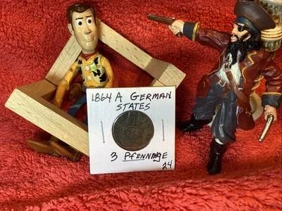 1864-A German States/Prussia 3 Pfennig Fine FREE 🆓 SHIPPING - Image 1 of 4