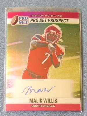 2022 Leaf Pro Set Prospects #90-MW1 Malik Willis auto Pink refractor /25 - Image 1 of 3
