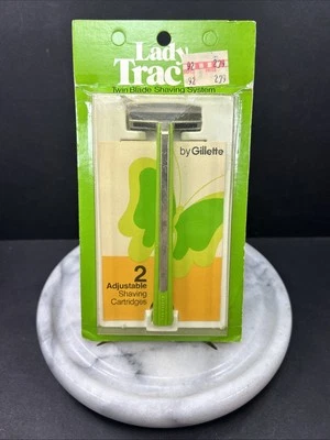 Maquinilla de afeitar de seguridad Lady Gillette Trac 2 doble cartucho de colección nueva EE. UU. "Verde" años 80 Foto 1 de 4