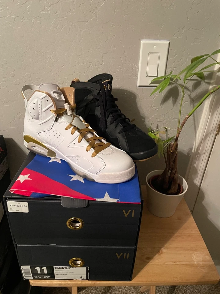 Talla 11 - Air Jordan 7/6 (AMBOS) Retro Golden Moments Pack ¡¡NUEVO DS!!! Foto 1 de 4