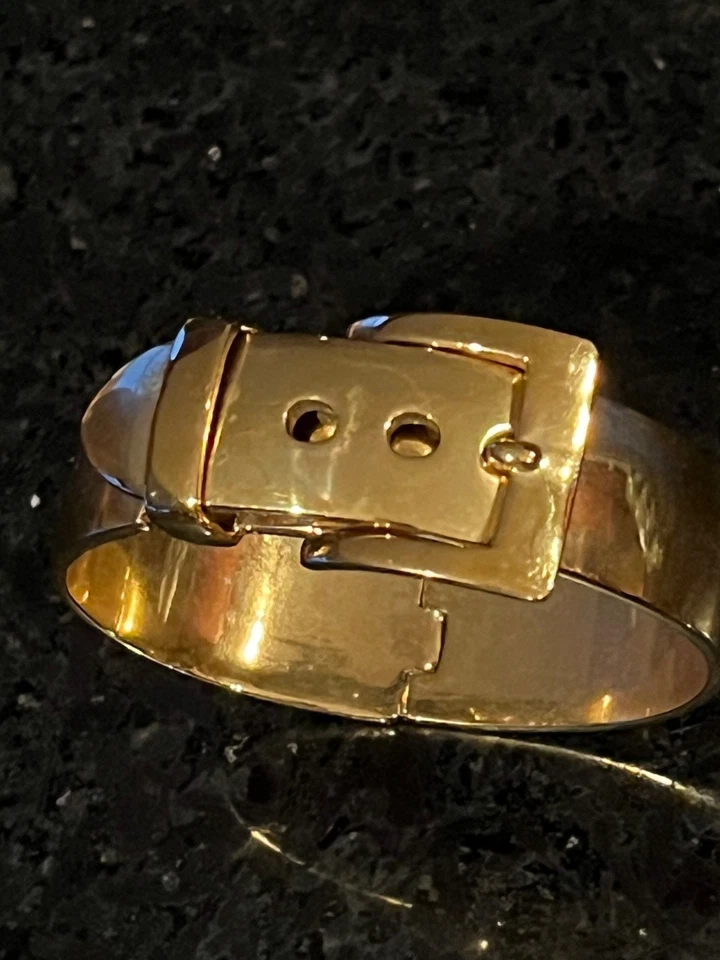 Brazalete RLL Ralph Lauren Hebilla Bisagras Dos Tonos Dorado Plata Latón Nuevo con Etiquetas Foto 1 de 3