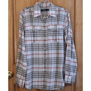 Lauren Ralph Lauren Shirt Women Medium Lightweight Cotton Plaid Classic Preppy  - Picture 1 of 9