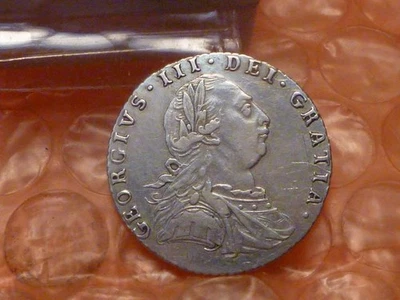 Seis peniques de plata originales de 1787 Jorge III Colonial Times con seme de corazones #1 Foto 1 de 3