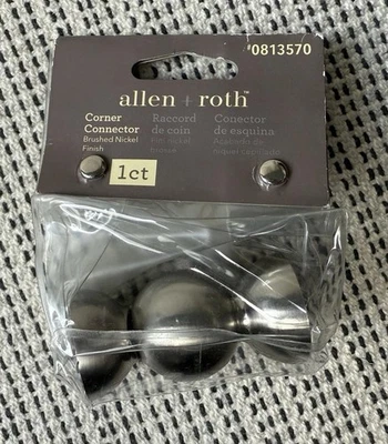 NUEVO conector de esquina Allen + Roth de 1 quilate bronce acabado níquel para varillas de 1” de diámetro Foto 1 de 4