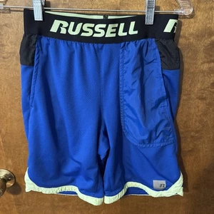 Boys Shorts Russell XL 14-16 Blue Youth Elastic Waist Athletic Wear - Picture 1 of 11