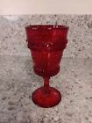 Vintage 1960s LG WRIGHT Ruby Red Wildflower Wine Globlet Glass