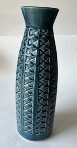 Vintage MCM Bay Keramik Vase Blue Relief W Germany Pottery 10” Tall 914-25 - Picture 1 of 7