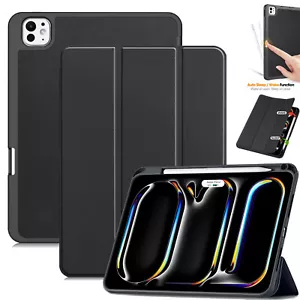 Custodia per iPad Pro M4 13 pollici 2024 con portamatite supporto in pelle folio smart cover - Foto 1 di 27