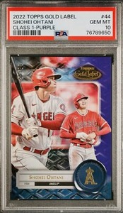 2022 Topps Gold Label #44 Shohei Ohtani Class 1 Purple #55/99 PSA 10 GEM Pop 2