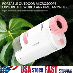 Kids Mini Pocket Microscope 60-200x Handheld Magnification Lens w/ LED Light US - Picture 1 of 17