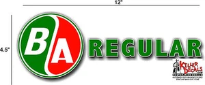 (BA-2) 12" BA B A REGULAR GASOLINA ACEITE VINILO CALCOMANÍA PARA CUALQUIER LUBRICANTE DE LETREROS DE GAS - Imagen 1 de 1
