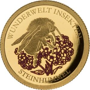 2022 Togo Bee Bumblebee 999 Gold Coin Color Proof Insect WWF Wildlife ULTRA RARE
