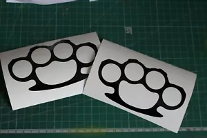 2X Knuckles duster Vinyl Decals, old school. Bobber, motorcycle Shack graphics - Picture 1 of 7