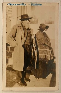 Real Photo Postcard RPPC Lancaster PA Elderly Mennonite Couple Walking On Street - Picture 1 of 2