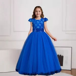 Evening Kids Girls Formal Prom Wedding Brithday Ball Gown Pageant Party Dresses - Picture 1 of 28